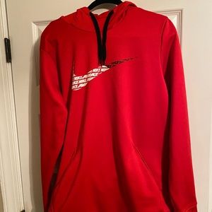 Red, black, and white Nike Dri-Fit Hoodie.
